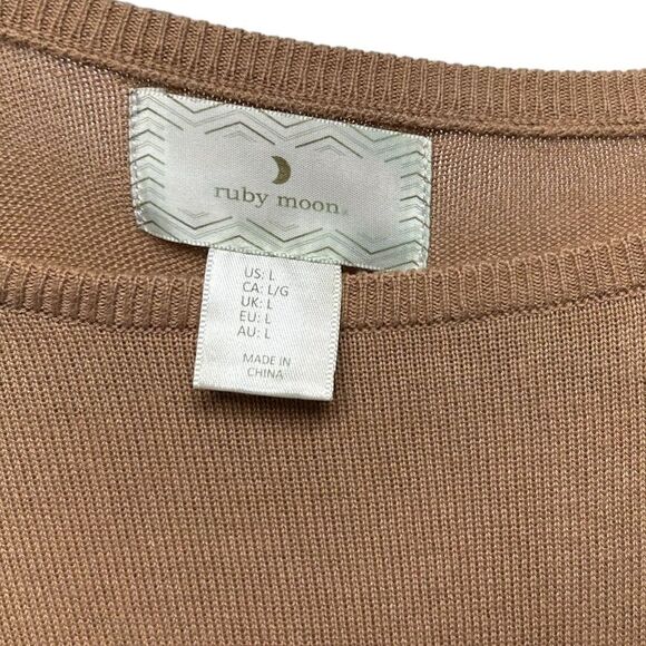 Ruby Moon Tan High Low Bodycon Sweater Dress Long Sleeve Fall Winter Neutral - Picture 2 of 5